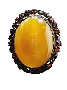 Vintage signierte Tschechoslowakei gewölbte Schlacke Glas Strass Brosche (A1687) - Bild 1 von 6