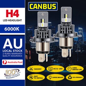 H4 LED Headlight Bulbs Conversion Kit Hi Lo Beam White Super Bright With Fan - Picture 1 of 13