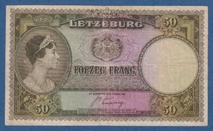 LUXEMBURGO / LUXEMBOURG -- 50 FRANCS ND ( 1944 ) -- D -- BC / F -- PICK 46a . - Picture 1 of 3