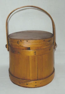 Antique Firkin ~ Small 7 1/2" Sugar Bucket w/Lid ~ Wood - Picture 1 of 17