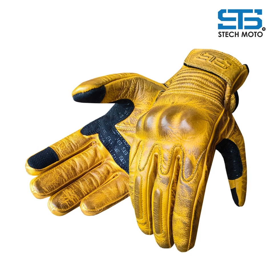 Guanti Moto in pelle uomo Stechmoto ST 1715 Neo-Phil  Vintage custom e Café Race - Immagine 1 di 1
