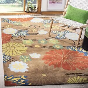 Handmade Tuffted Blended Pure Woolen Floral Carpet for Living Room 3x5 ft S8