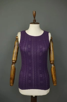 Camiseta sin mangas pulóver Wolford púrpura ajustada elástica sin mangas cuello redondo talla S Foto 1 de 4