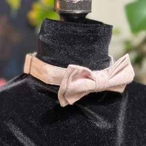 Pet Collar: Cotton & Linen Bow Tie Dog Collar, Pink - Picture 1 of 16