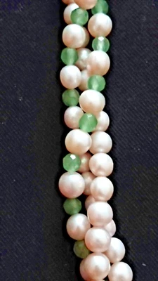 Kette, echte Perlenkette, dreireihig mit Aventurin - Bild 1 von 4