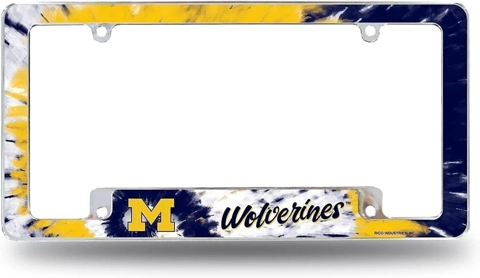 University of Michigan Wolverines Metal License Plate Frame Chrome Tag Cover... - Image 1 of 4