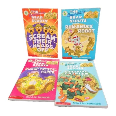 Berenstain Bear Scouts Merit Badge Mystery Paperback Books Lot 4 Catfish Robot - Image 1 of 4