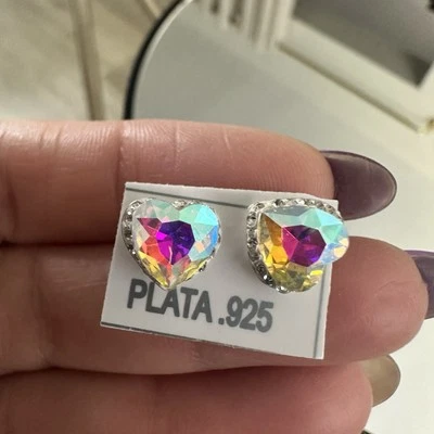 NEW 925 Sterling Silver Heart Zircons Small Earrings - Image 1 of 4