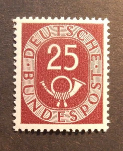Bund, 131 ** Posthorn 25 Pf. geprüft und tief signiert Schlegel - Bild 1 von 2