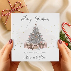 Handmade Personalised Christmas Tree Card for Mum Daughter Couple Family Friends - Picture 1 of 7