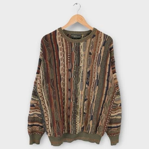 Vintage Croft & Barrow 90s Coogi Style 3D Knit Sweater Multicolor Men’s Medium - Picture 1 of 5