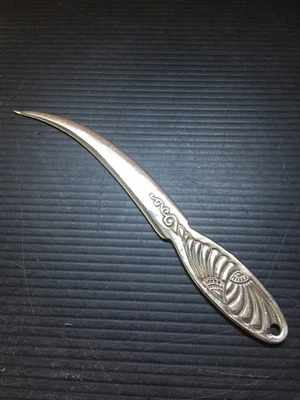 Vintage 1960s Silver Plate Letter Opener w/ Curved Blade & Detailed Handle 6.5"L - Image 1 of 3