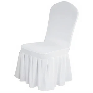 50/100pcs White Spandex Chair Cover Pleated skirt Seat Protector Covers Party - Picture 1 of 18
