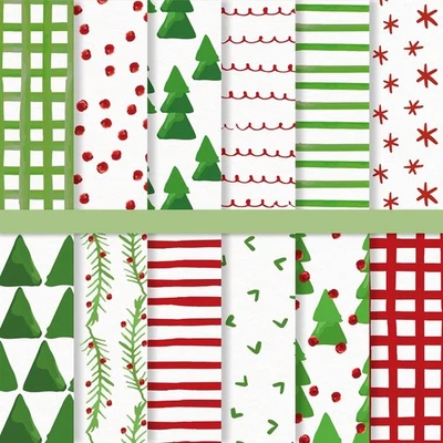 Libro de recortes a rayas de árbol de Navidad de 24 hojas de papel con patrón de Navidad...  Foto 1 de 4