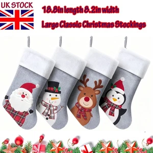 Medias grandes de Navidad de 18,8" - Decoración clásica de Navidad de Papá Noel, muñeco de nieve y reno - Imagen 1 de 18