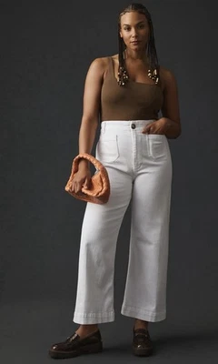 Anthropologie Maeve Colette 女式白色牛仔布 20W — 第 1/4 张图片