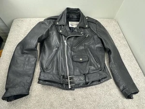 Wilsons Open Road Leather Biker Jacket Belted Insulted Black VTG Mens 36 - Picture 1 of 11
