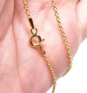 Collar de cadena Mini Rolo Belcher de oro de 18 quilates y plata de ley - Elige tu talla - Imagen 1 de 13