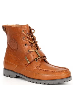 Botas Polo Ralph Lauren Tostadas Talla 10.5 Para Hombre Ranger Cuero Caído Hebilla Suela - Imagen 1 de 4