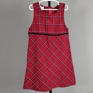 Vestido OshKosh B'Gosh Vintage Rojo, Negro Bordado Flor, Niña Talla 6X - Imagen 1 de 5