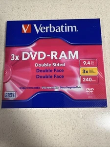 Verbatim DVD RAM Double Sided 9.4GB 240 min #95003 Hard Coat - Picture 1 of 2