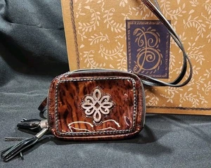 BRIGHTON Brazos Wild Tiger Patent Leather Purse Wallet Crossbody Bag - Picture 1 of 12