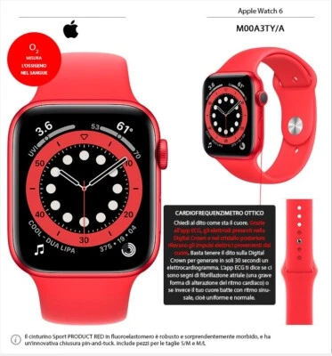 Apple Watch Serie 6 GPS 44mm Cassa in Alluminio Red Usato pochi giorni - Immagine 1 di 2