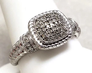 Diamante natural 0,39 quilates (est). Anillo cable plata 925 talla-11 INDIA - Imagen 1 de 11