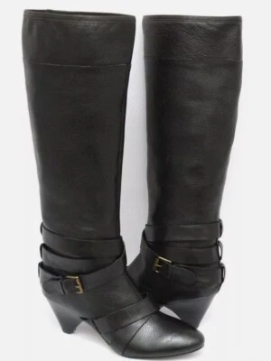 Nuevas botas de cuero negras altas hasta la rodilla Cynthia Rowley LAINEY talla 37,5/6,5 Foto 1 de 4