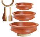 Terracotta Clay Pottery Mud Pot Earthen Handi Cooking Combo Red 1 l 2 l and 3 l