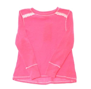 Layer 8 Girls' Crochet-Accent Thermal Top, Poppy Pink, Size 5 - Picture 1 of 1