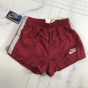 Vintage Nike Running Shorts Boys Medium Burgundy Red Gray Striped Mesh Lined - Picture 1 of 12