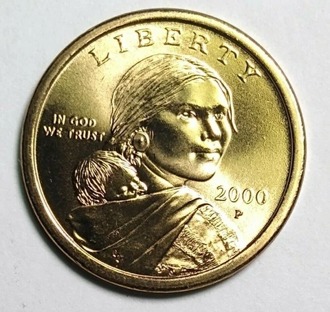 2000 P Sacagawea Dollar US Mint Coin in "Brilliant Uncirculated" Condition Cover