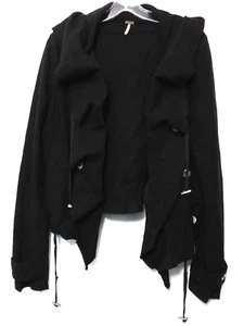 Free People Cinch Front Draped Hoodie Jacke S Wolle Schwarz Pullover Grunge - Bild 1 von 8