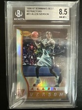 1996 ALLEN IVERSON Bowman's Best Rookie Refractor #R1 RC BGS 8.5 SP 76ers HOF