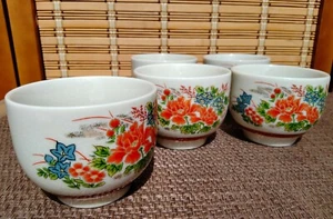Japan Kutani Ware Tea Cup Set of 5 Pcs Porcelain Pottery Marked - Picture 1 of 9