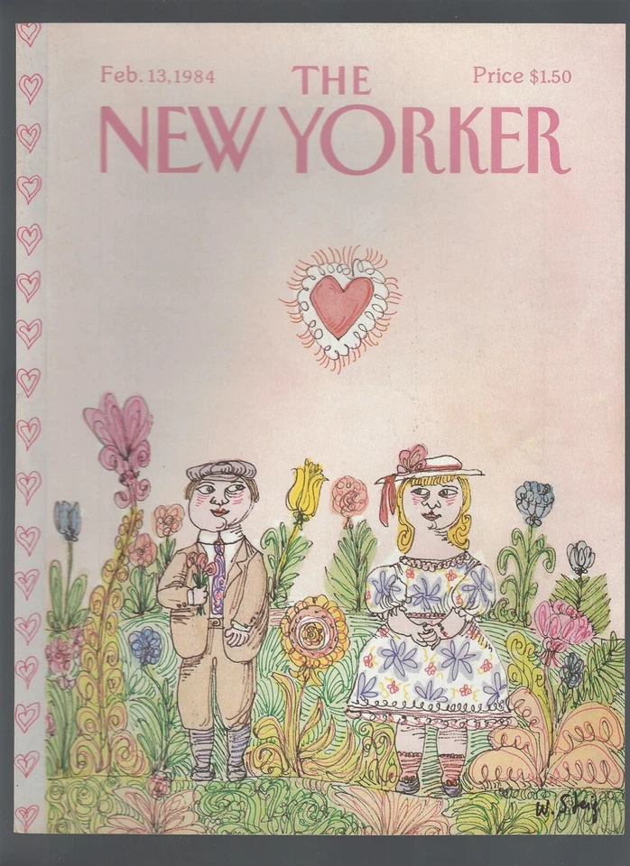 New Yorker Magazine COVER ONLY Feb. 13, 1984 W. Steig Valentines Day Flowers - Imagem 1 de 1