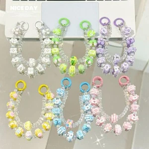 Cream Mobile Phone Strap Beaded Phone Charm Rope New Bag Pendant Keychain - Photo 1 sur 16