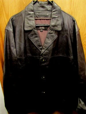 BONITO ABRIGO CHAQUETA FORRADA DE CUERO WILSON PARA HOMBRE BOTÓN DELANTERO TALLA L Foto 1 de 4