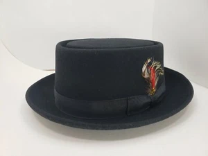 BAILEY DYNAFELT PORKPIE HAT BLACK MADE IN USA - Picture 1 of 8