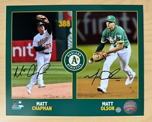 Matt Olson Matt Chapman Oakland A's Signed Auto 8x10 Photo MLB Authenticated