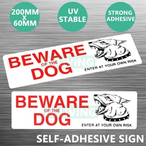 Beware Of The Dog Sign Sticker White Self Adhesive Plaque Warning Decal Au Stock - Picture 1 of 4