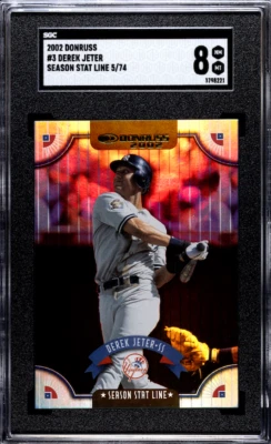 2002 Donruss Derek Jeter SEASON Stat Line /74 SGC 8 NM-MINT!🔥 Pop 1...HIGHEST! - Image 1 of 3