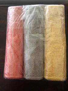 3 Roll Poly Burlap Mesh Decoration 10 inch Wide Orange Yellow Jute Wreath New - Picture 1 of 4