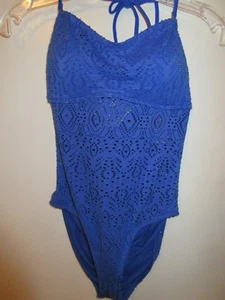 Nwts $60 Arizona Jeans Ladies Size Large Blue Lace Swim Suit - Picture 1 of 2