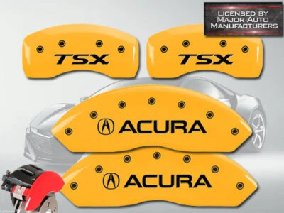 2009-2014 "Acura TSX" Base V6 Front + Rear Yellow MGP Brake Disc Caliper Covers - Image 1 of 4