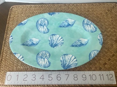 Plato ovalado Tommy Bahama azul aguamarina concha marina y 4 platos de aperitivo Foto 1 de 4