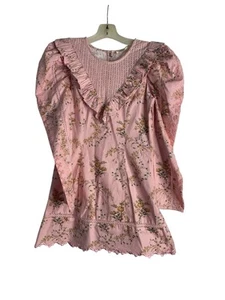 Love Shack Mini Abito Donna Fantasia Cotone Cedella Manica Lunga Rosa Taglia 2 - Foto 1 di 3