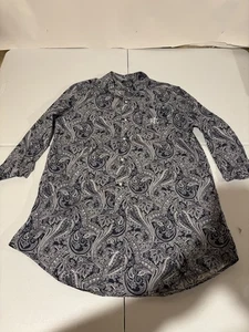 Lauren Ralph Lauren Casual Button Down Paisley Shirt Men’s Size L Black White - Picture 1 of 7