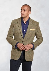 Harris Tweed Jacket Regular Fit Stromay Olive Check  38 Reg now only £299 - Picture 1 of 5